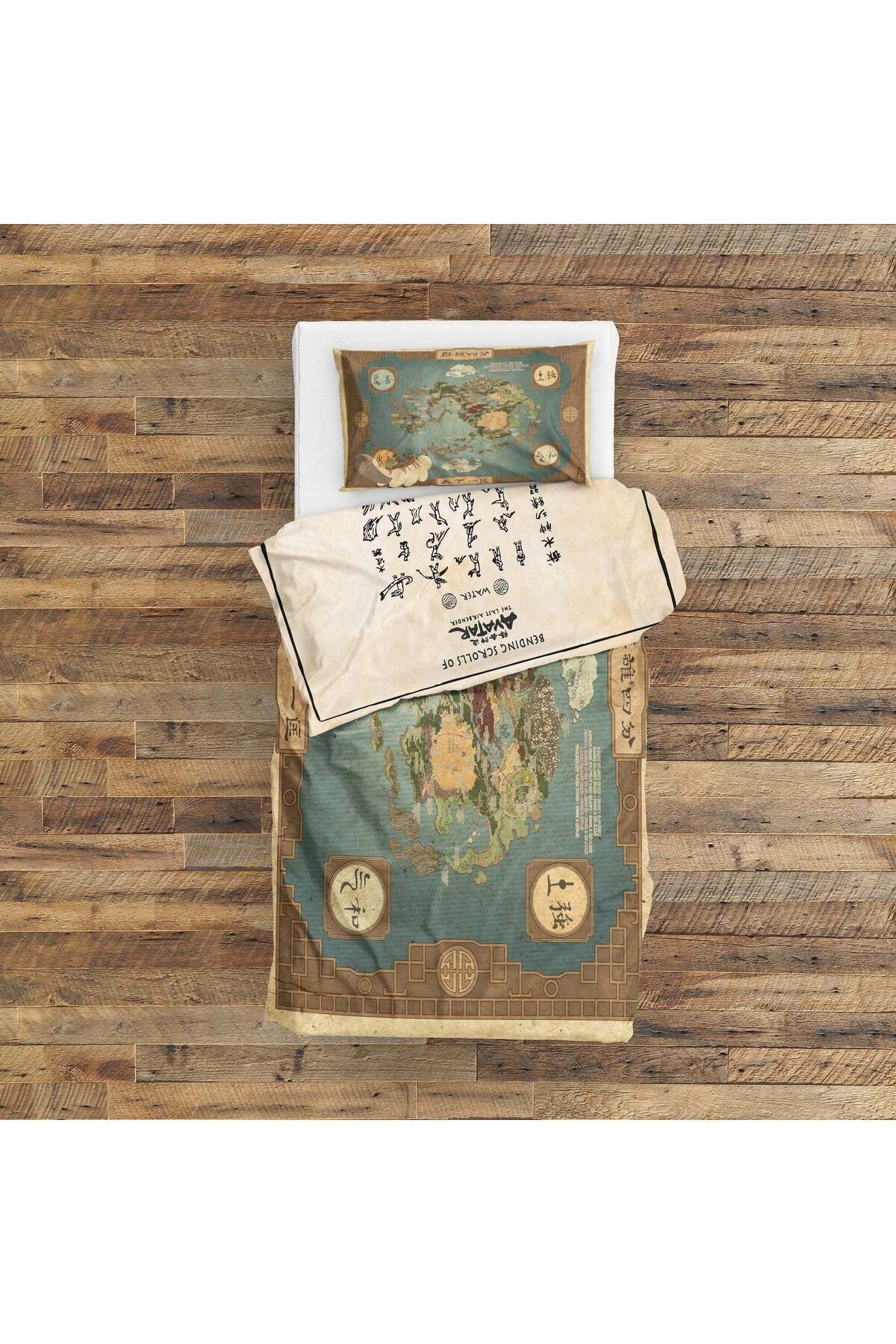 The Lucid Lab-Avatar the Last Airbender Map & Bending Scrolls Double Sided Duvet Cover Set 160 cm X 220 cm 2