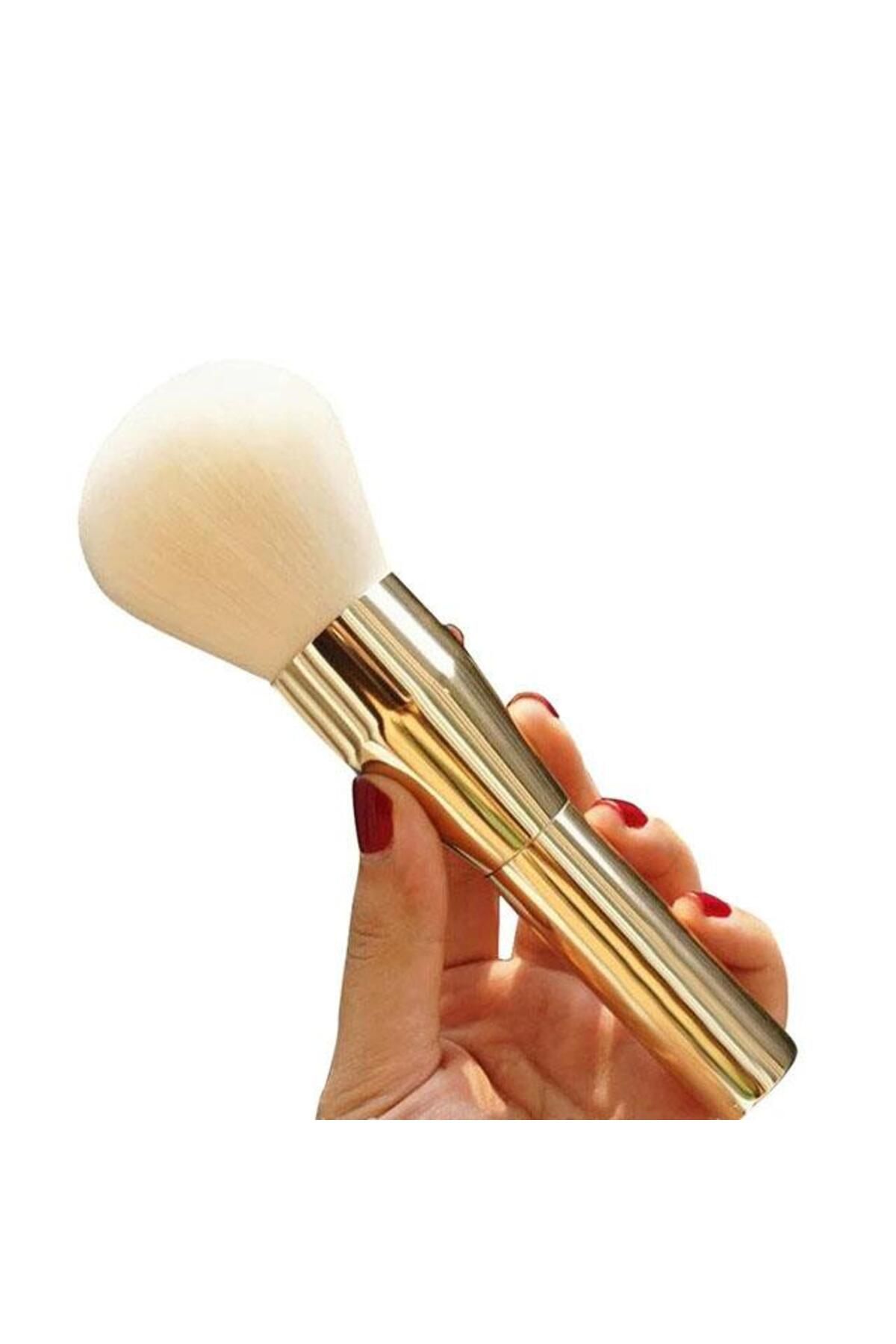 Nano Süper Yumuşak Altın Metal Blush Allık Tozu Kabuki Makyaj Fırça
