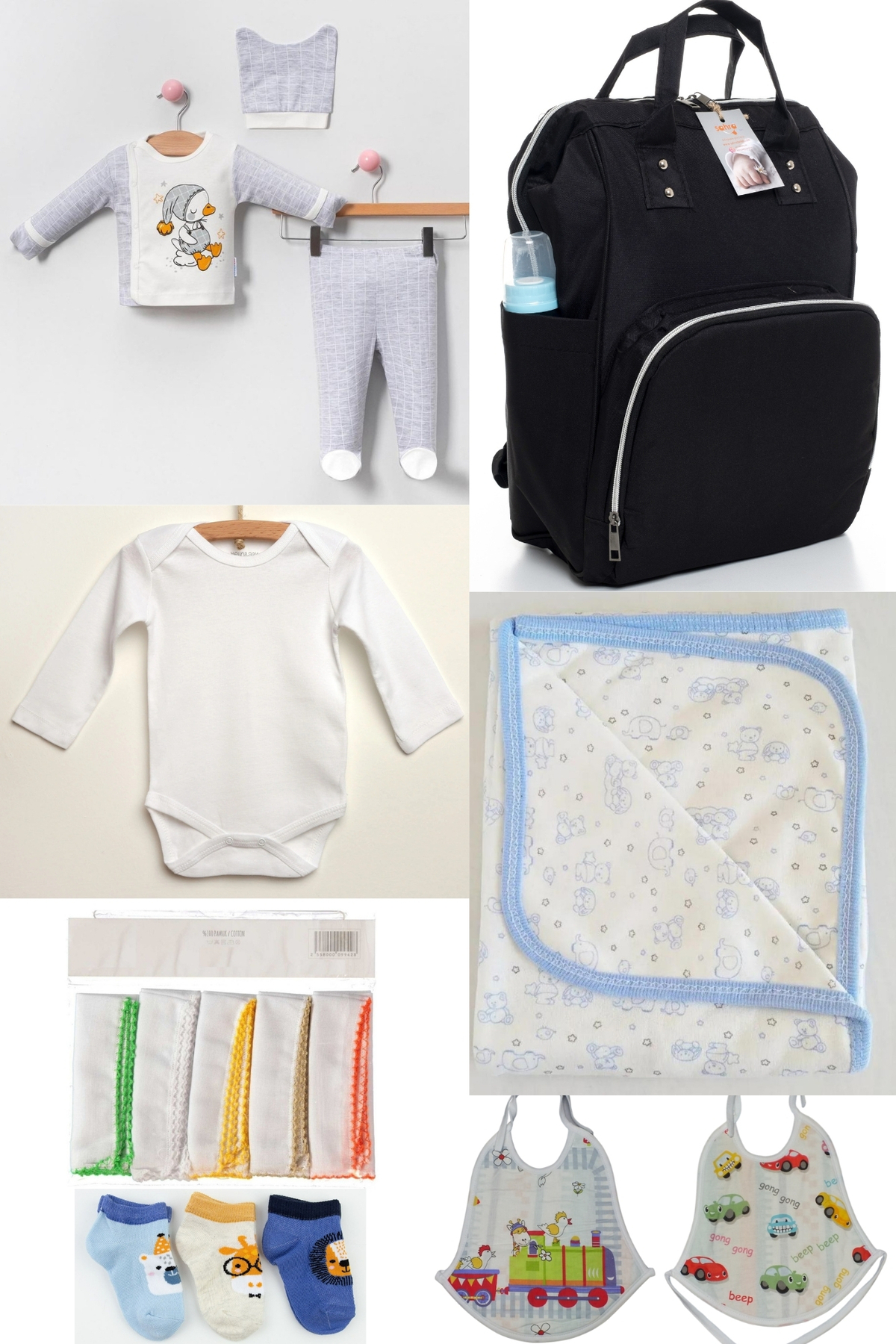 Large Delivery Set (10 pcs HOSPITAL EXIT,BABY BAG,SWADDLE,BLANKET,HANDKERCHIEF and SOCKS SET)