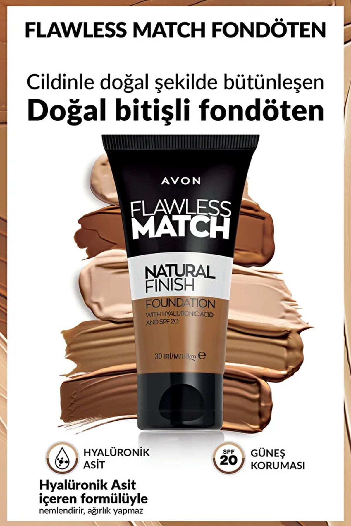 فونداسیون مایع طبیعی بدون عیب کبریت Spf20 30 میلی لیتر. بژ متوسط ​​310N Avon