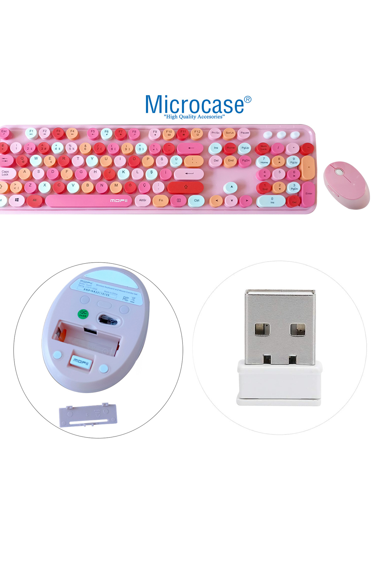 Mofii Sweet Serisi Renkli Kablosuz Klavye Mouse Set Türkçe AL4259 6