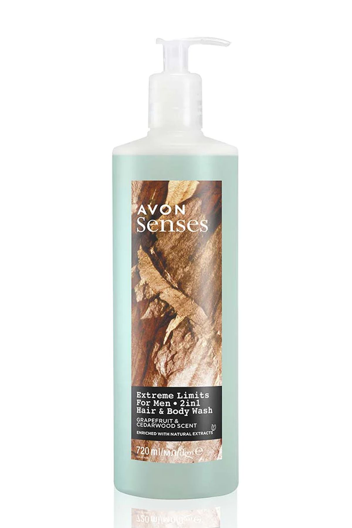 AVON Senses Extreme Limits Greyfurt ve Sandal Kokulu Saç ve Vücut için Erkek Duş Jeli 720 Ml.