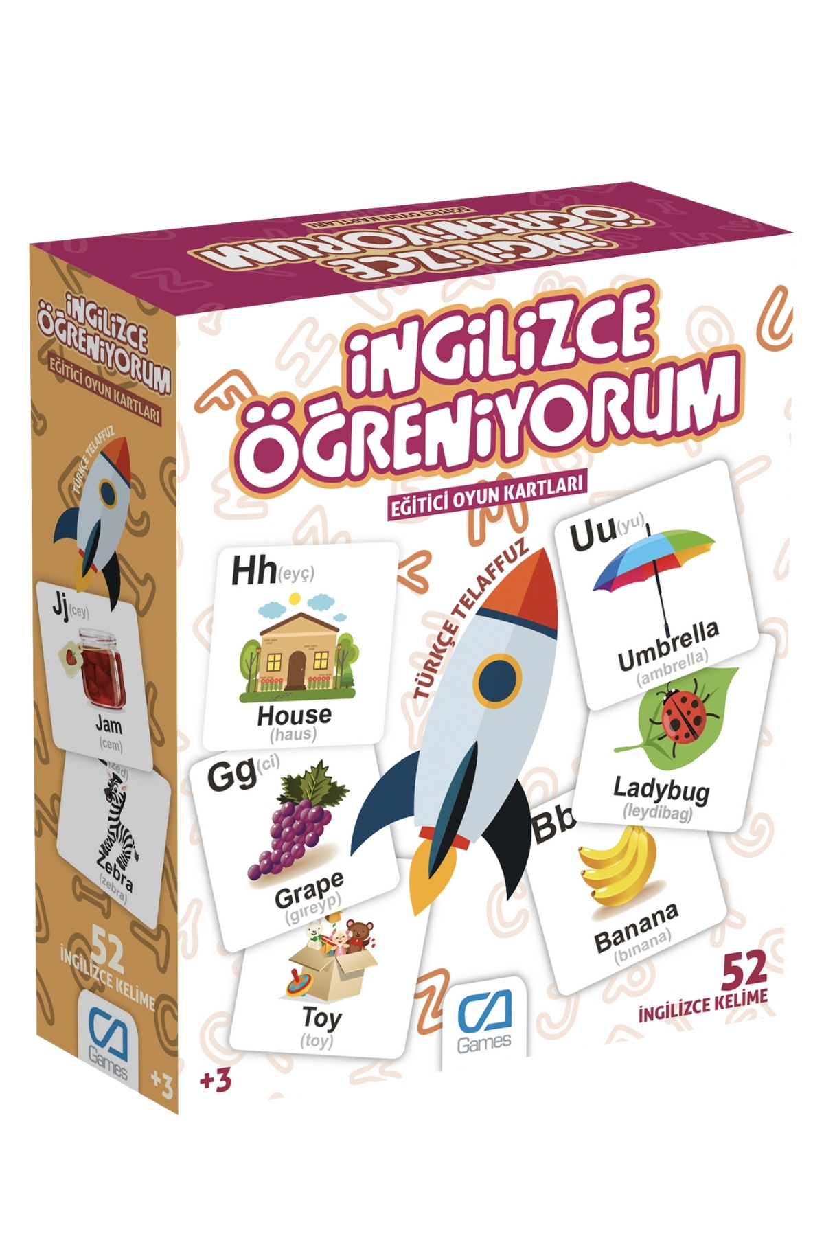 کارت‌های بازی آموزشی کودکان «I'm Learning English» با تلفظ ترکی و ۵۲ کارت