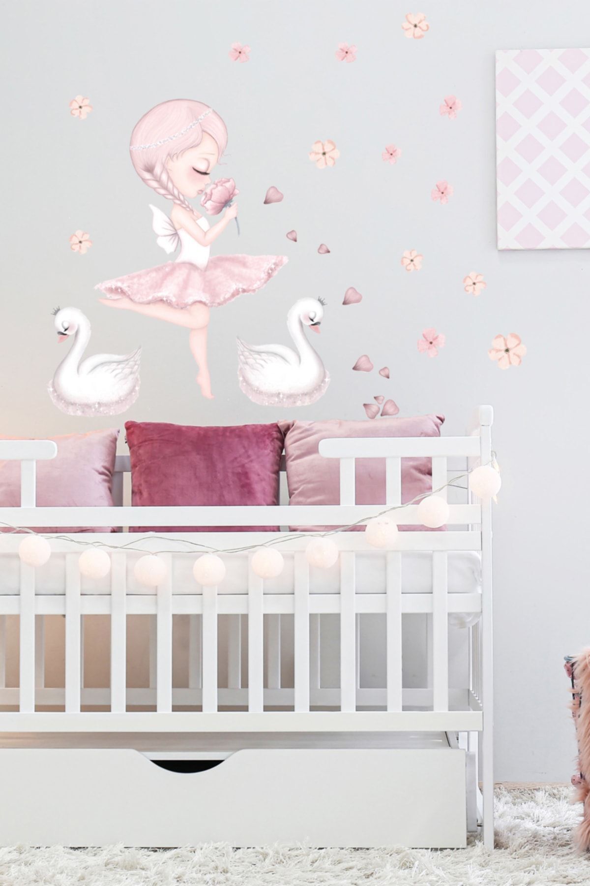 Sim Tasarım Pembe Sim Perisi Çocuk Odası Dekoratif Duvar Sticker Seti fotoğrafı 2 (önizleme)