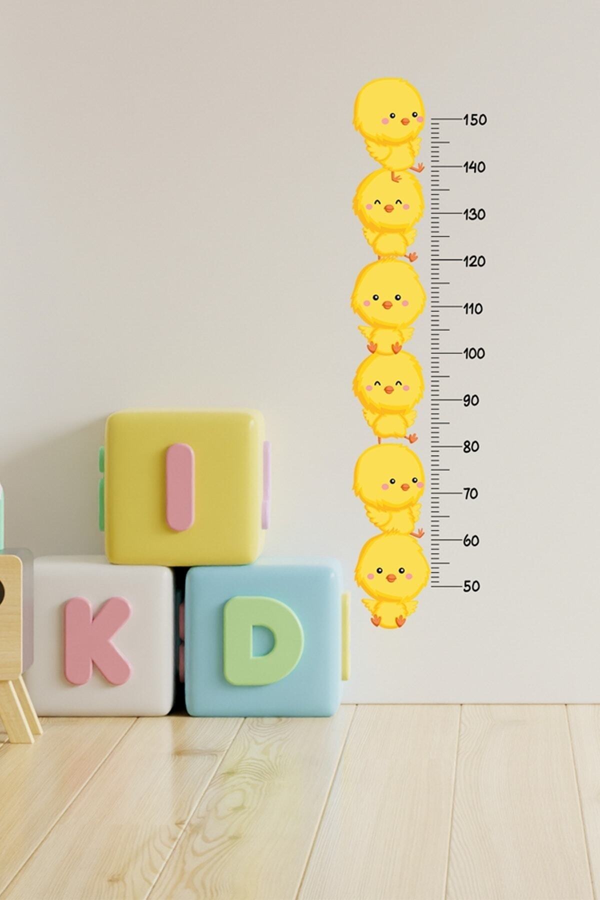Sevimli Civcivler Boy Ölçer Duvar Sticker Seti