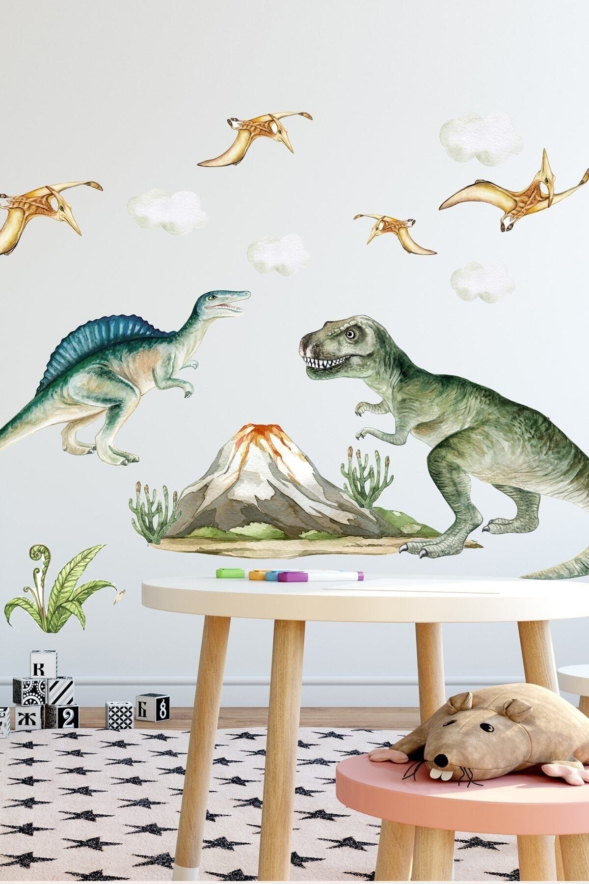 Muhteşem Dinozorlar Vahşi Yaşam Çocuk Odası Duvar Sticker  Duvar Dekorasyon