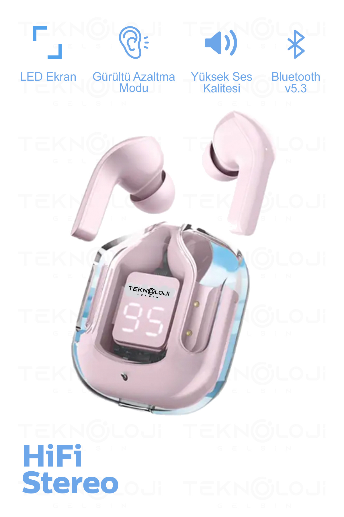 Bluetooth Headset Wireless Ultrapods Gaming Touchless Enc Mipods V5.3 New Generation with Digital Indicator