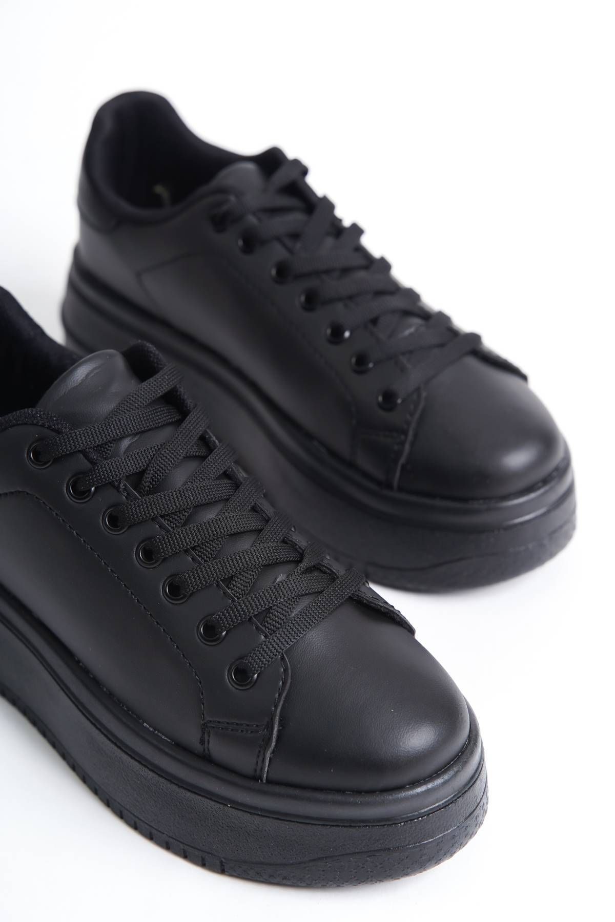 ayakkabıhavuzu-Women's Comfort Black Casual Sneakers High Sole 5 cm 4