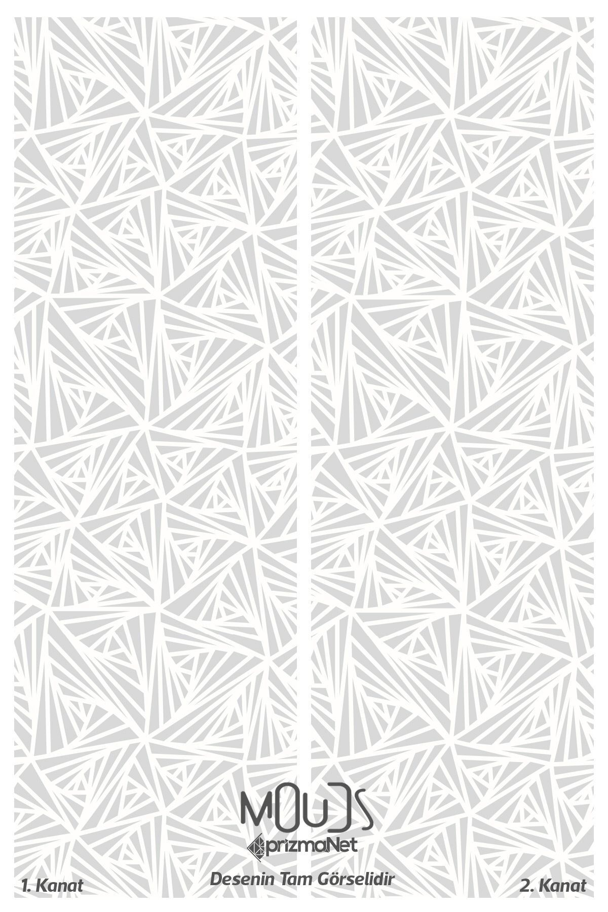 Moud's-White Triangle Patterned Suede Living Room Hall Background Curtain Printed Extrafor Drawstring 2 Sash PRD-1071 3