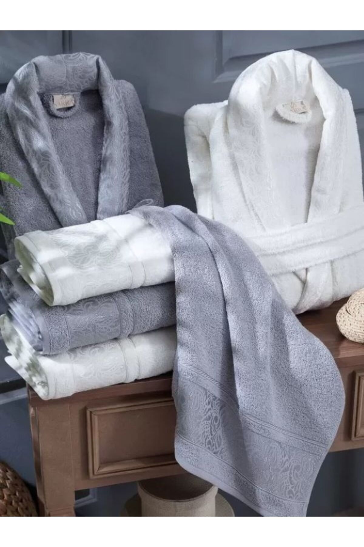 sarra Set De Halate De Baie Din 6 Piese 100% Bumbac Zestre Unisex - M