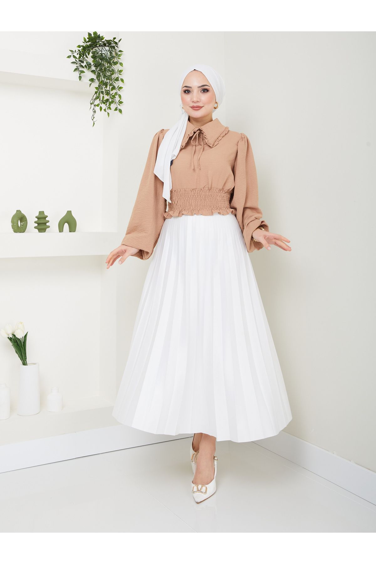 VOLT CLOTHİNG-Damen Ayrobin Hijab-Bluse mit Babykragen 2