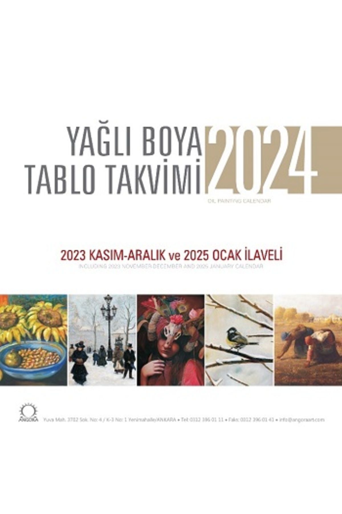 Angora Kitapları Yağlı Boya Tablo Takvimi 2024 Duvar Takvimi