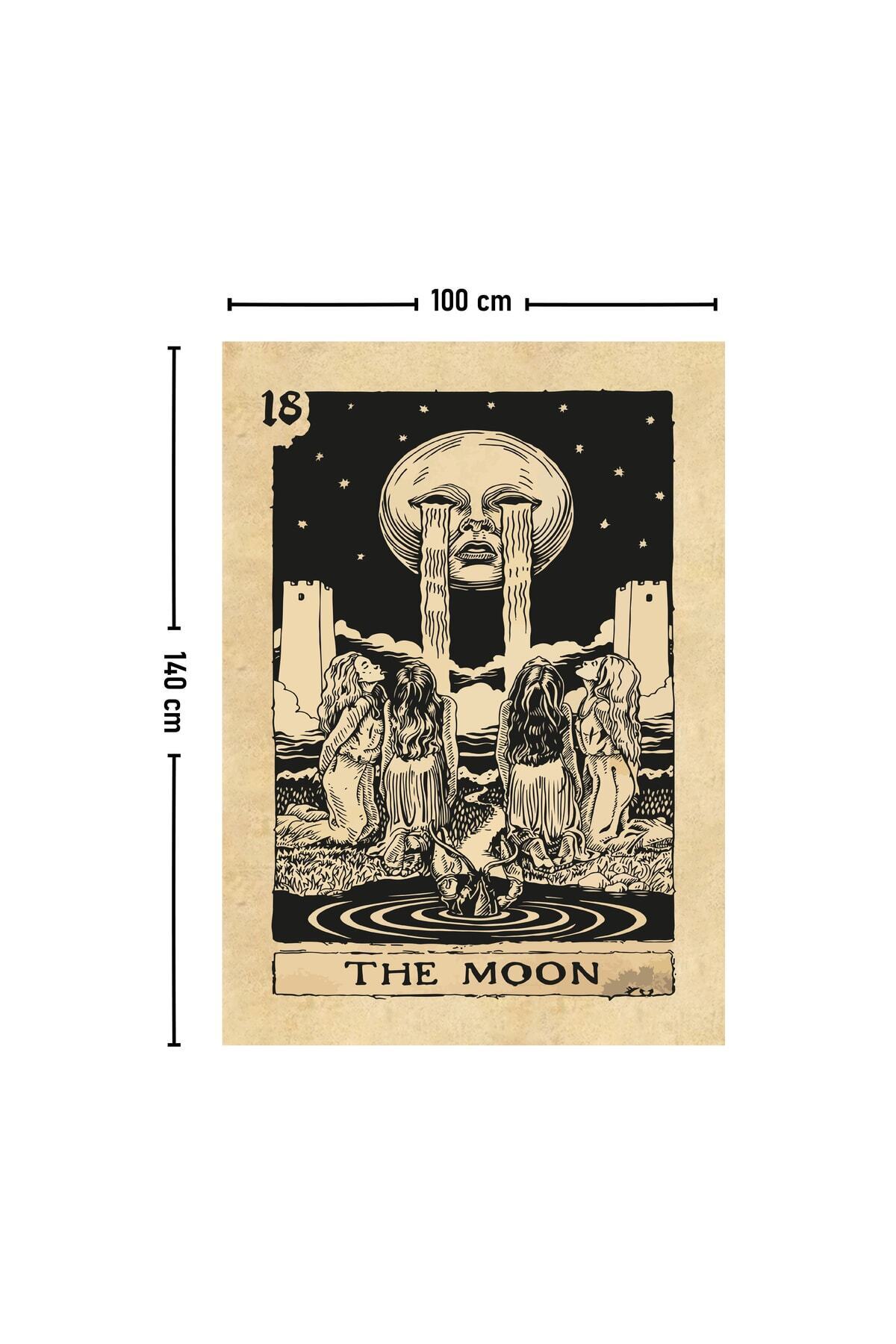 Tarot Kartı The Moon Pamuklu Kumaş Yağlı Boya Dokulu Duvar Kağıdı