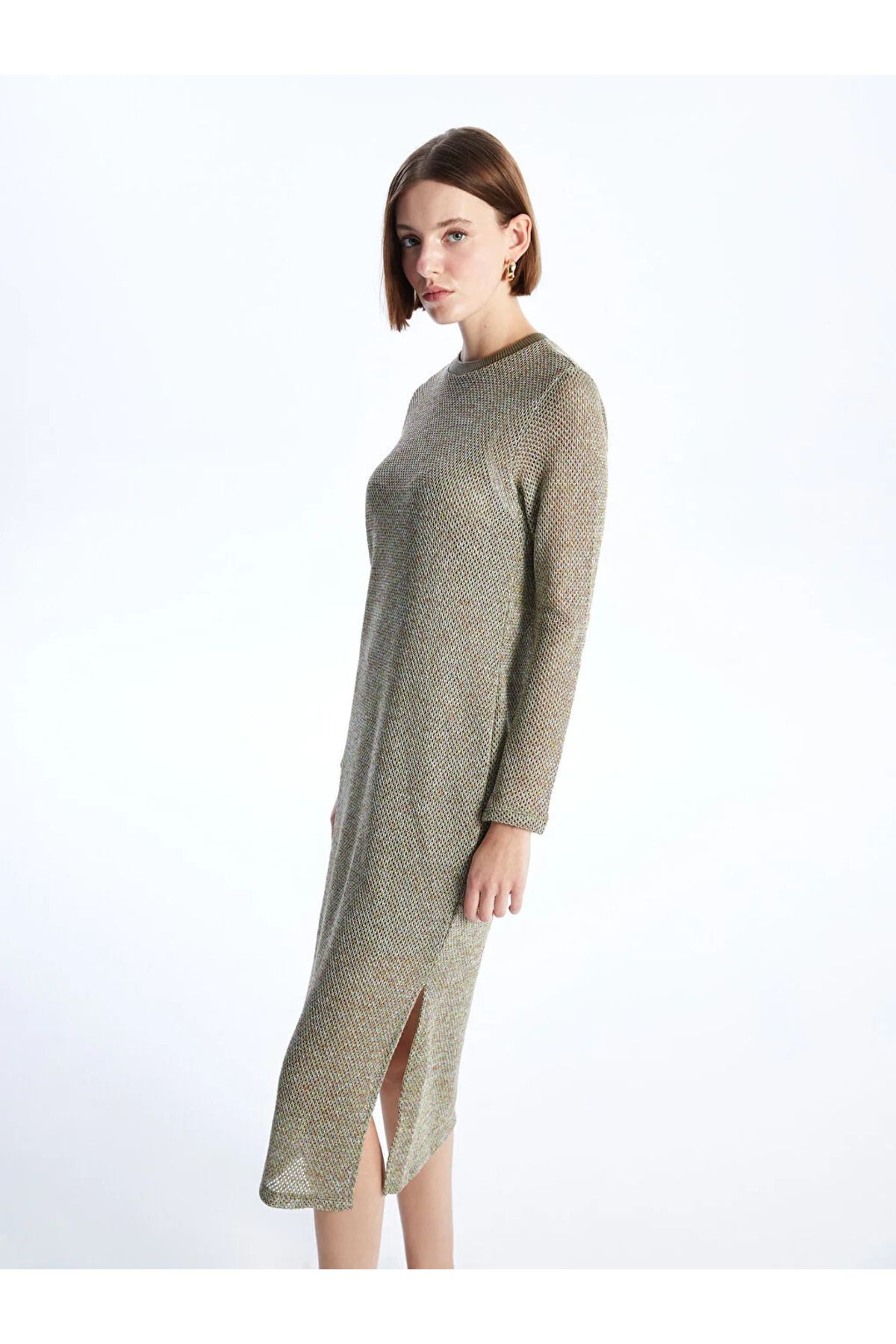New collection Bisiklet Yaka Düz Uzun Kollu Kadın Elbise  city