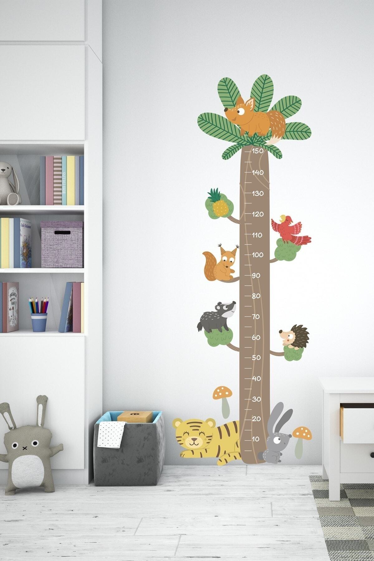 Orman Canlıları Boy Ölçer Duvar Sticker
