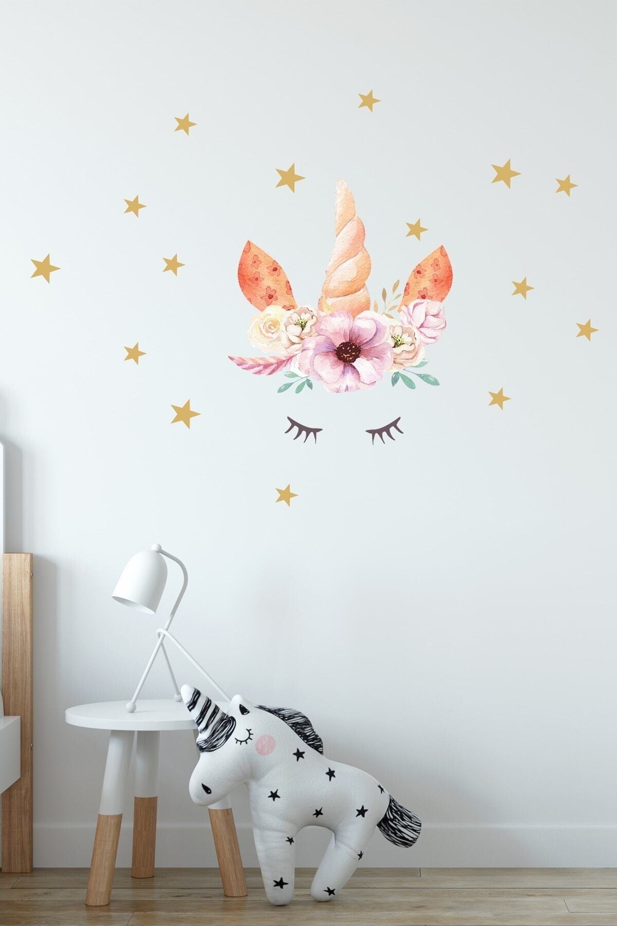 Sevimli Unicorn Duvar Sticker Seti Renkli