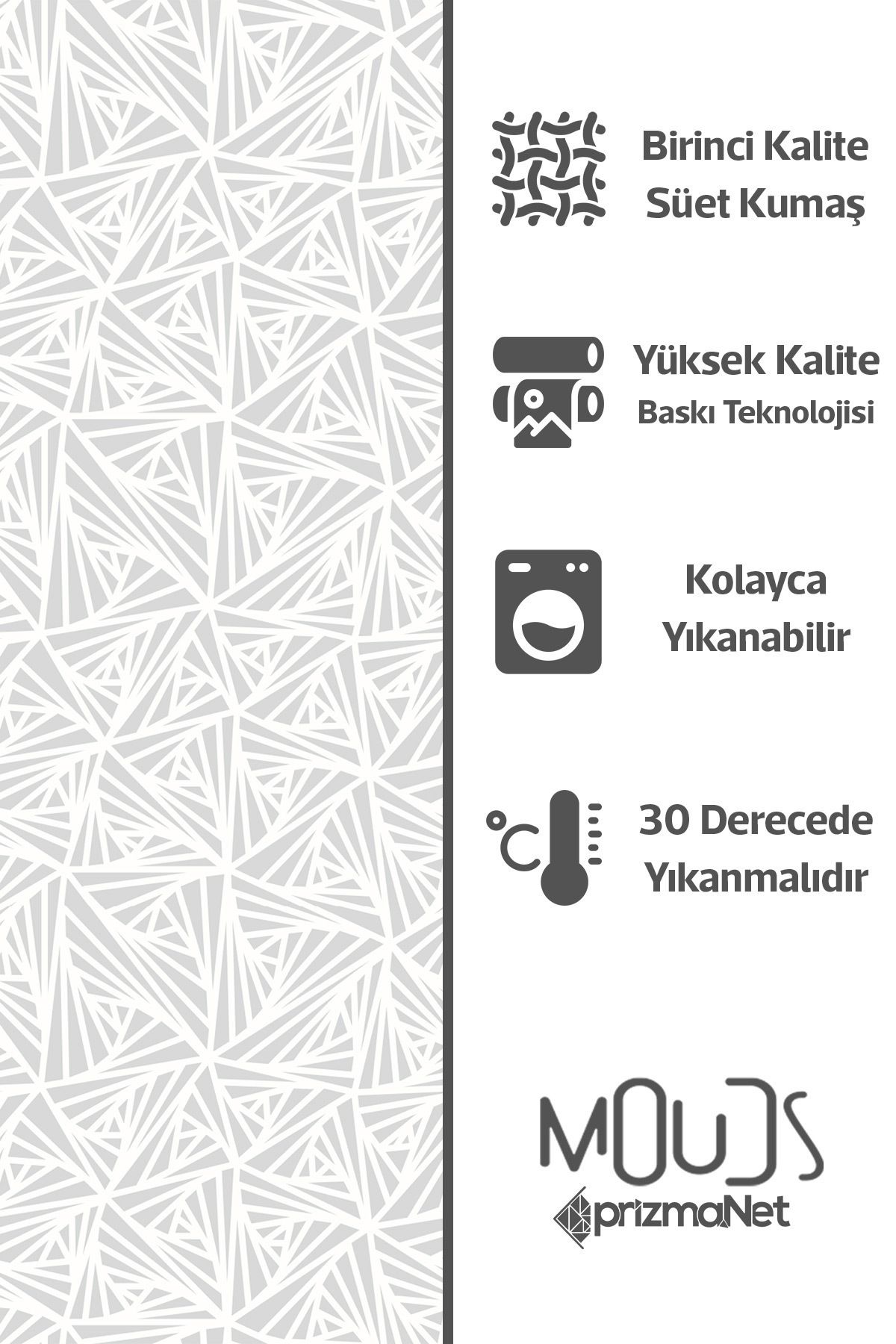 Moud's-White Triangle Patterned Suede Living Room Hall Background Curtain Printed Extrafor Drawstring 2 Sash PRD-1071 6
