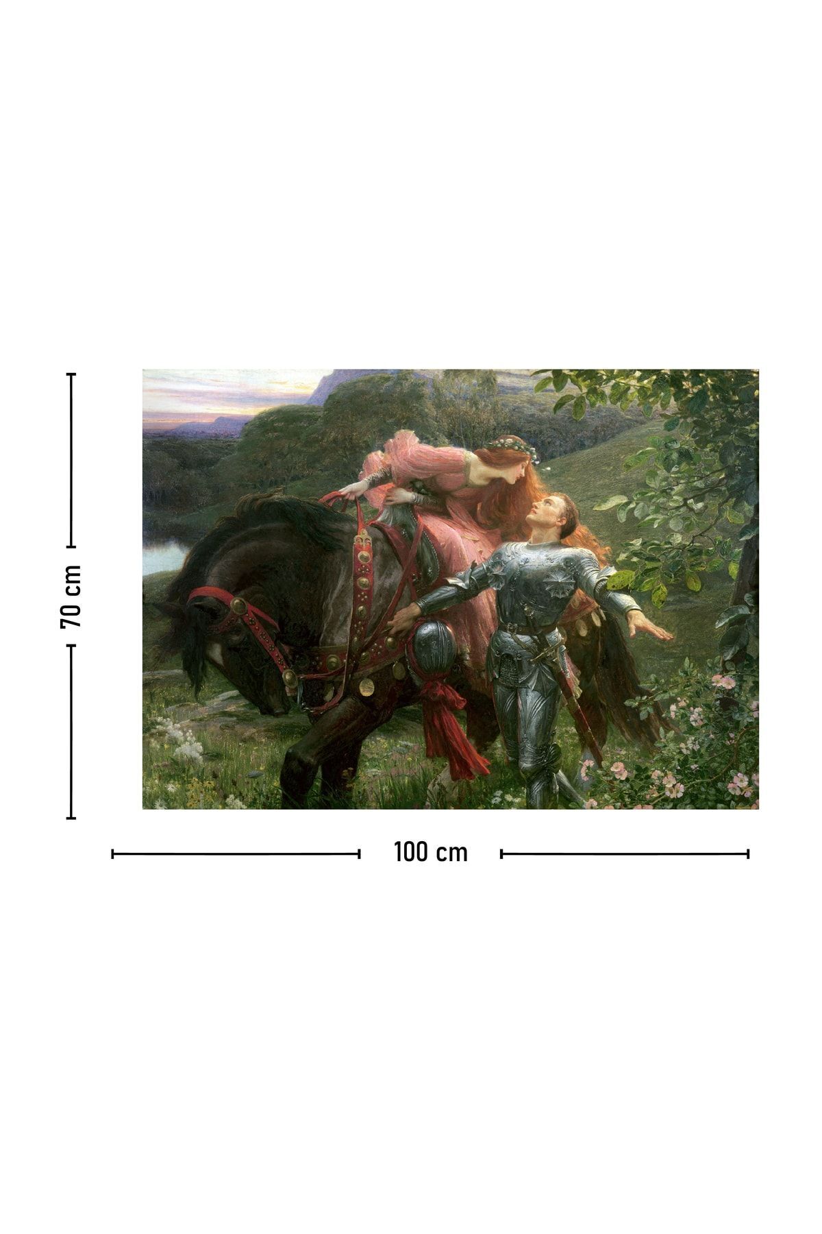 Merhametsiz Güzel Kadın John William Waterhouse Tablosu Pamuklu Kumaş Yağlı Boya Dokulu Duvar Kağıdı