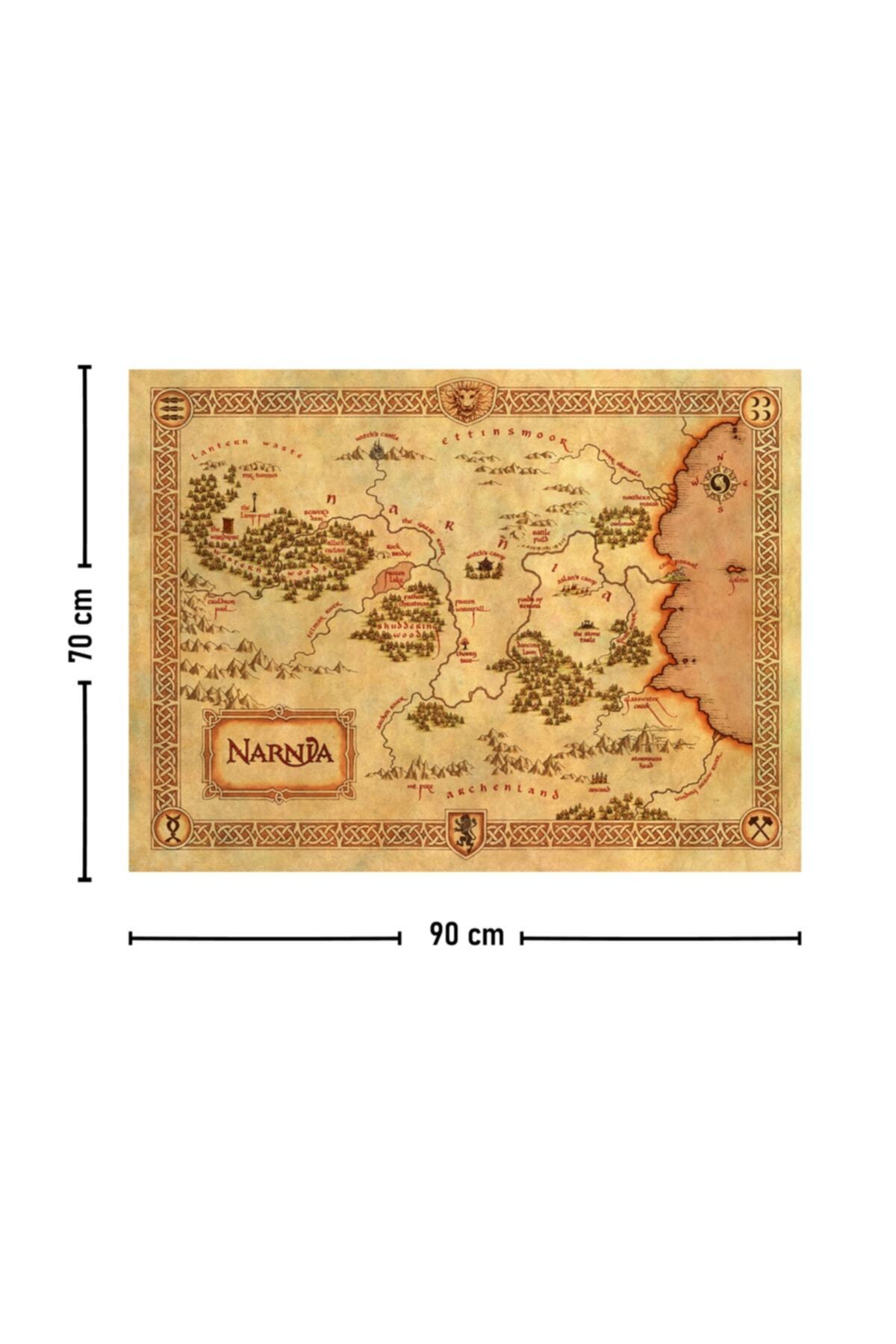 Narnia Günlükleri Haritası Pamuklu Kumaş Yağlı Boya Dokulu Duvar Kağıdı