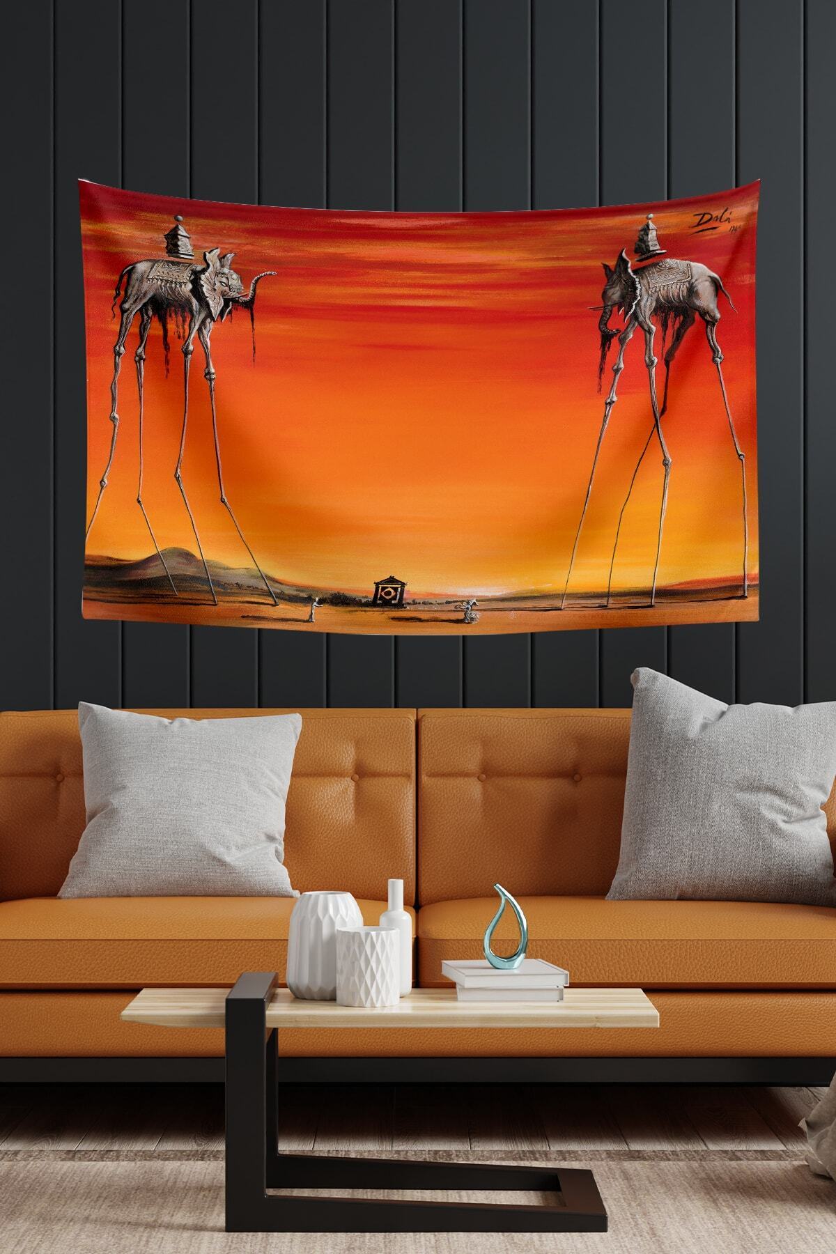 Salvador Dali Filler Pamuklu Kumaş Yağlı Boya Dokulu Duvar Kağıdı
