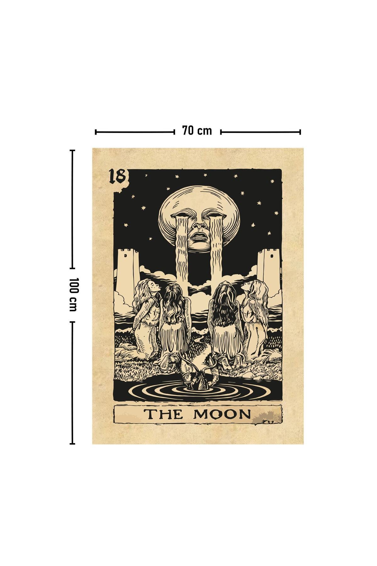 Tarot Kartı The Moon Pamuklu Kumaş Yağlı Boya Dokulu Duvar Kağıdı