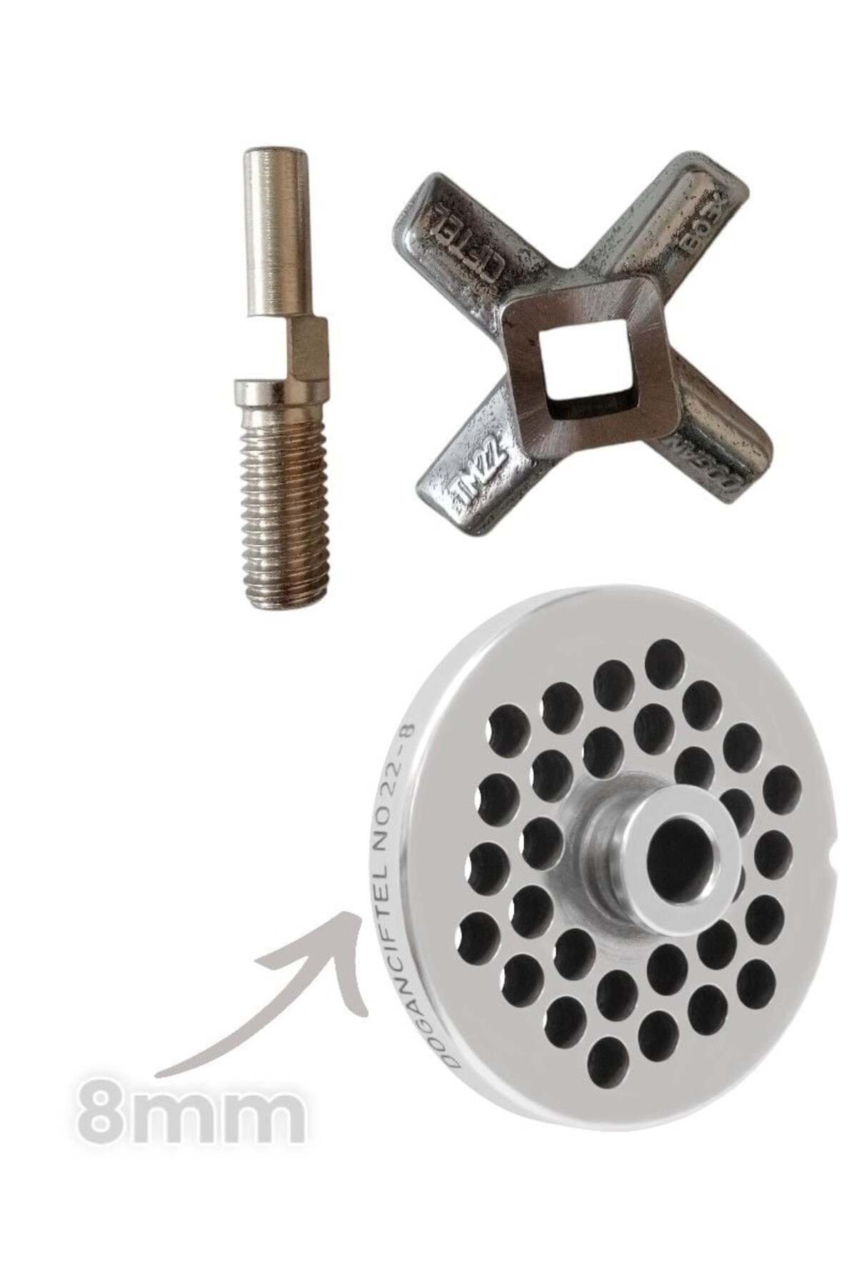 22 No. Meat Grinder Spare Parts Rising Double/ SSAF Mirror-8mm + Knife-Spindle I Want
