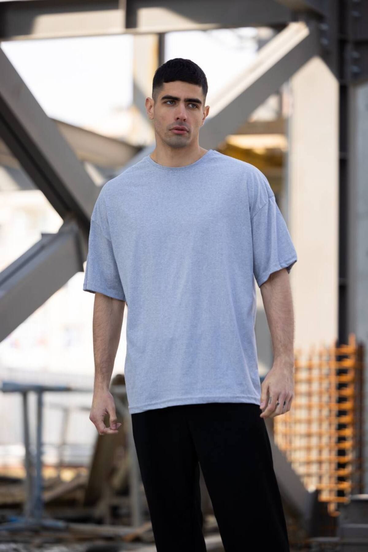 WOODROFFE-Απλό Basic Unprinted Ανδρικό μπλουζάκι Oversize Loose Boyfirend 4