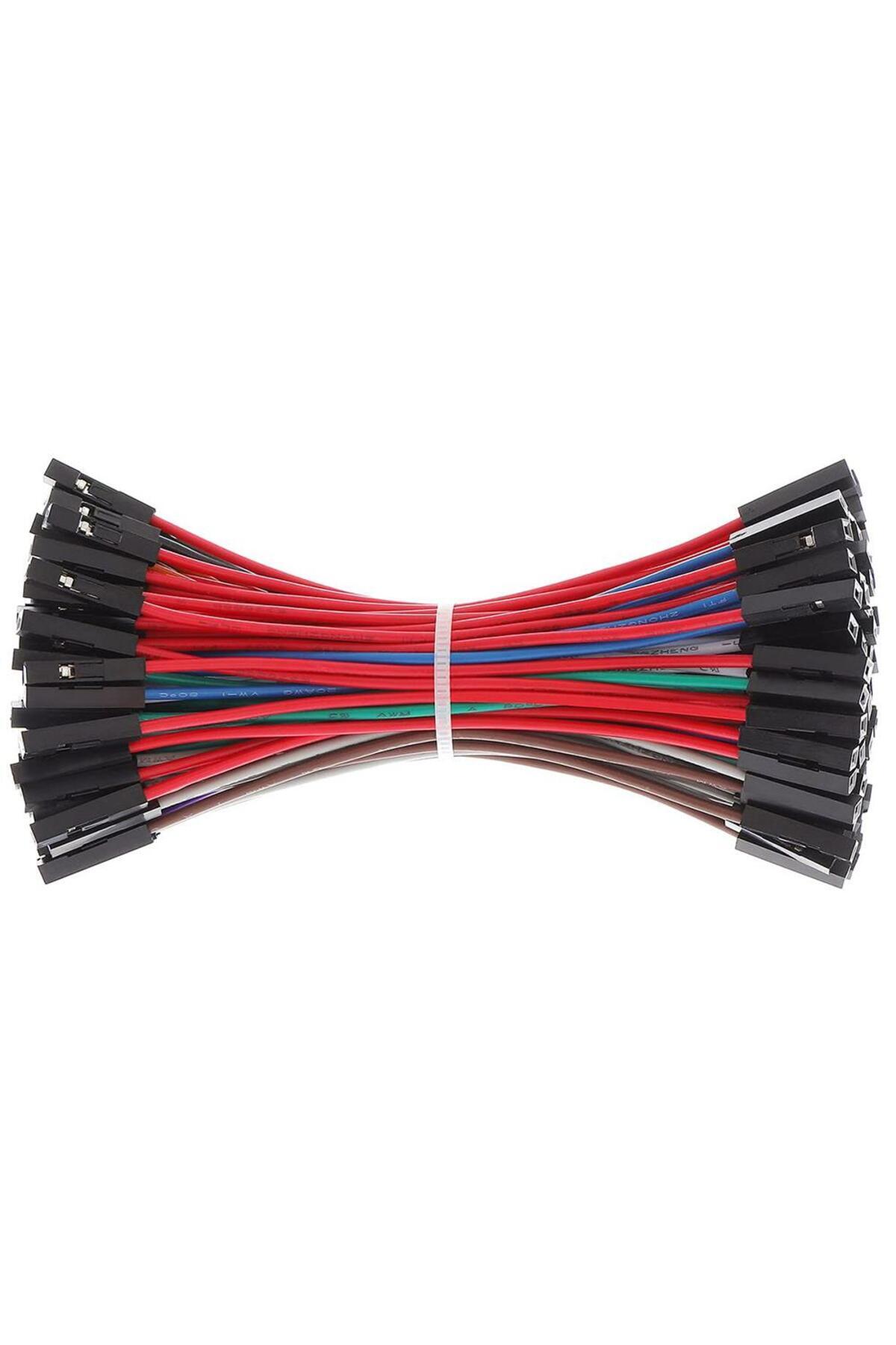 Karışık Renkli 20 Adet 24AWG Dişi - Dişi Breadboard Jumper Kablosu - 10cm 2