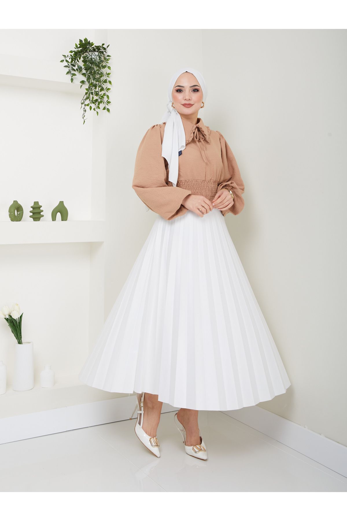 VOLT CLOTHİNG-Damen Ayrobin Hijab-Bluse mit Babykragen 5