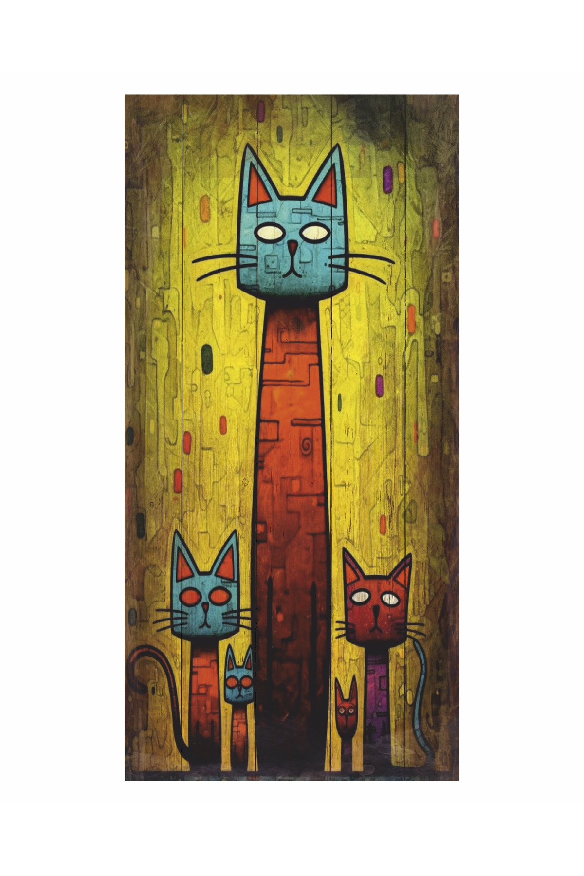 mother cats and kittens cute animals home decoration table mini retro wood poser