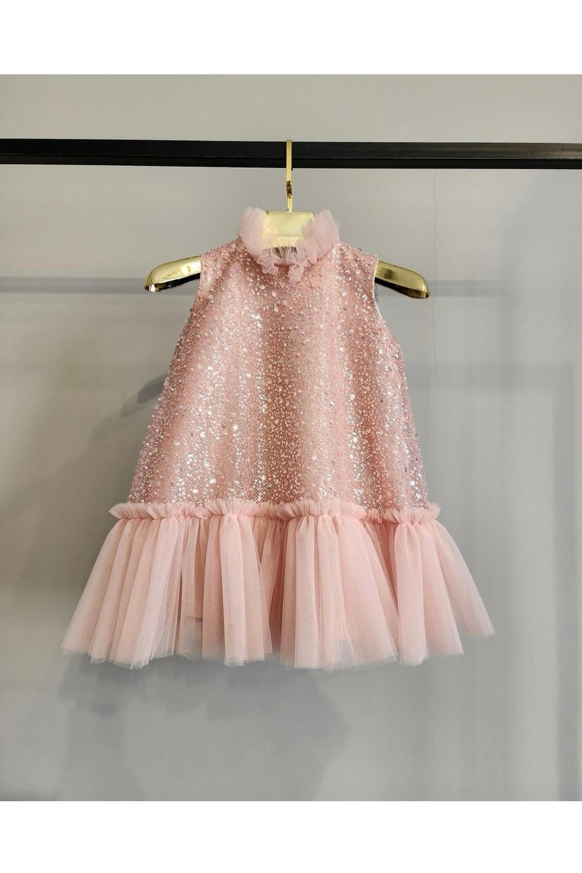 INDRESS STUDIO Kız Çocuk Taşlı Yaka Detaylı Elbise
