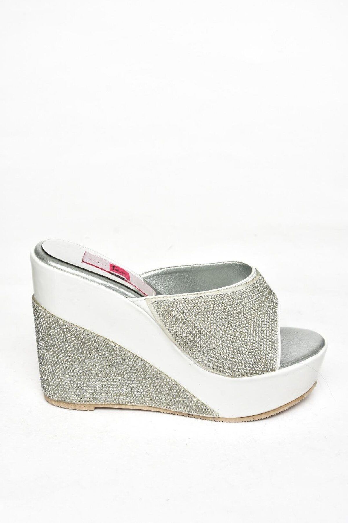 Fox Shoes-S820006308 White Patent Leather Stone Wedge Sole Slippers 5