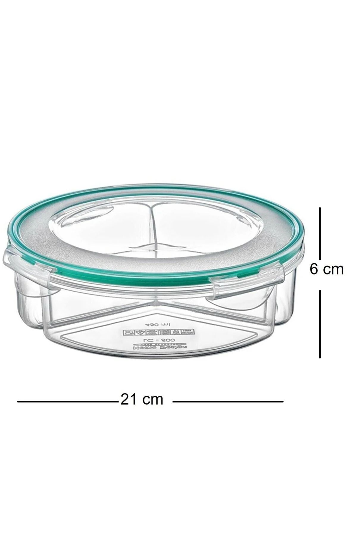 Emofom-Fresh Box 3 Compartment Round Storage Container 1350 ml Airtight Liquid Leak Proof Feeding Container 3