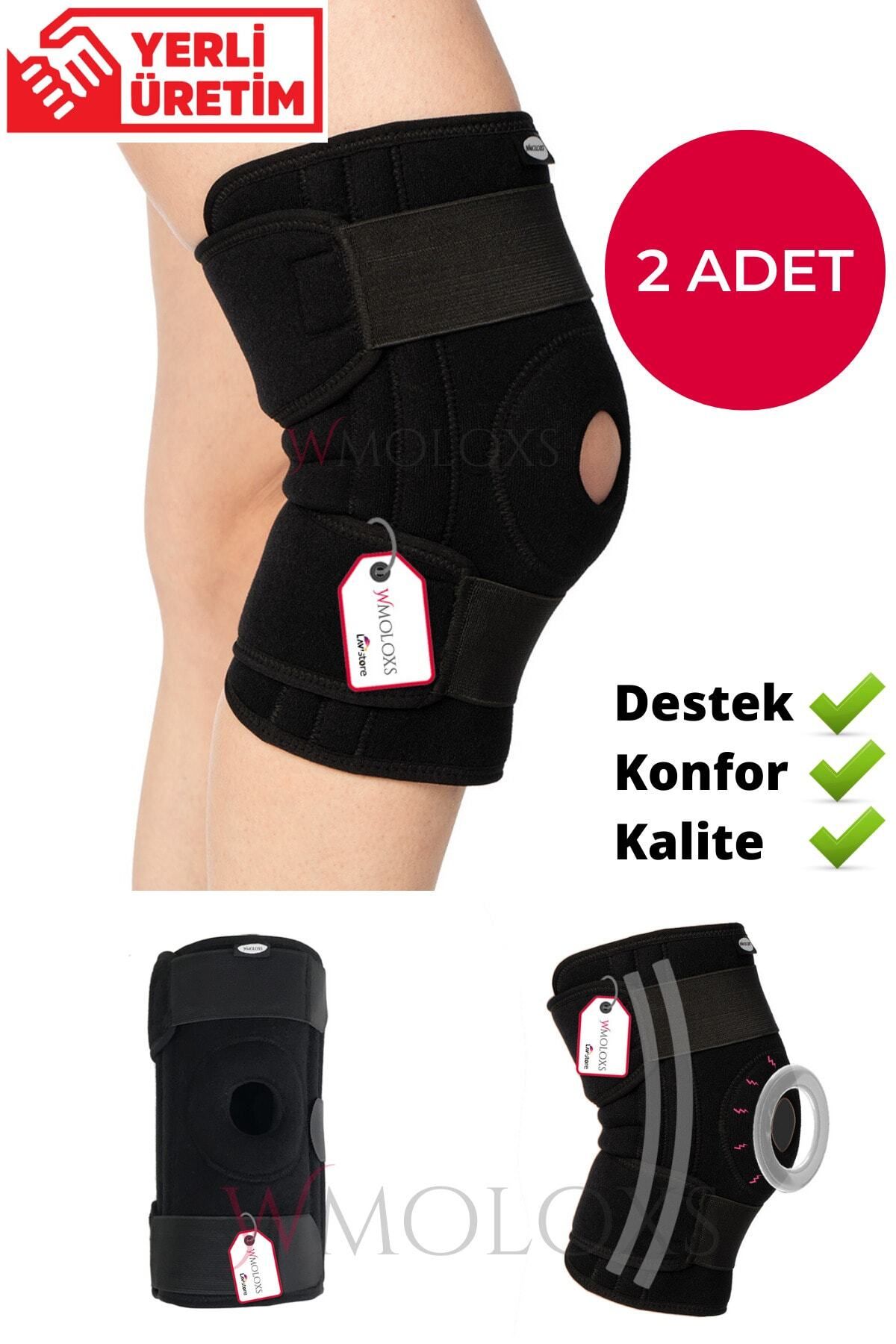 MEDITERIAN Siyah 2 Adet Spor Dizliği Patella Ve Ligament Destekli Dizlik Yanlar Balenli Diz Koruyucu Aksesuar(