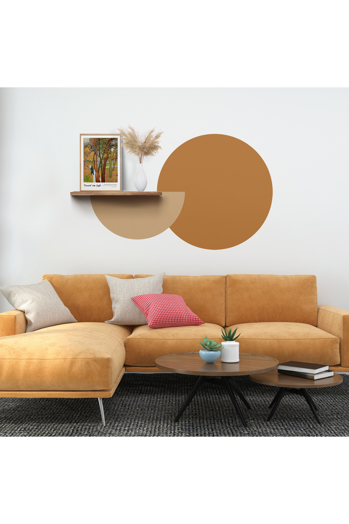 Kendiliğinden Yapışkanlı Kalın Kanvas Dokulu Dekoratif Bohem Art Soyut Duvar Kağıdı Duvar Stickerı