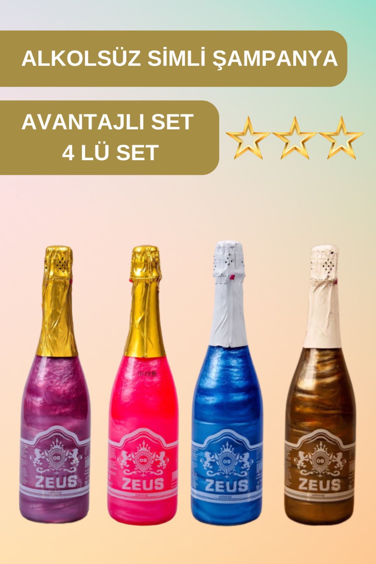 OS ZEUS 4LÜ ALKOLSÜZ SİMLİ ŞAMPANYA (AVANTAJLI PAKET)