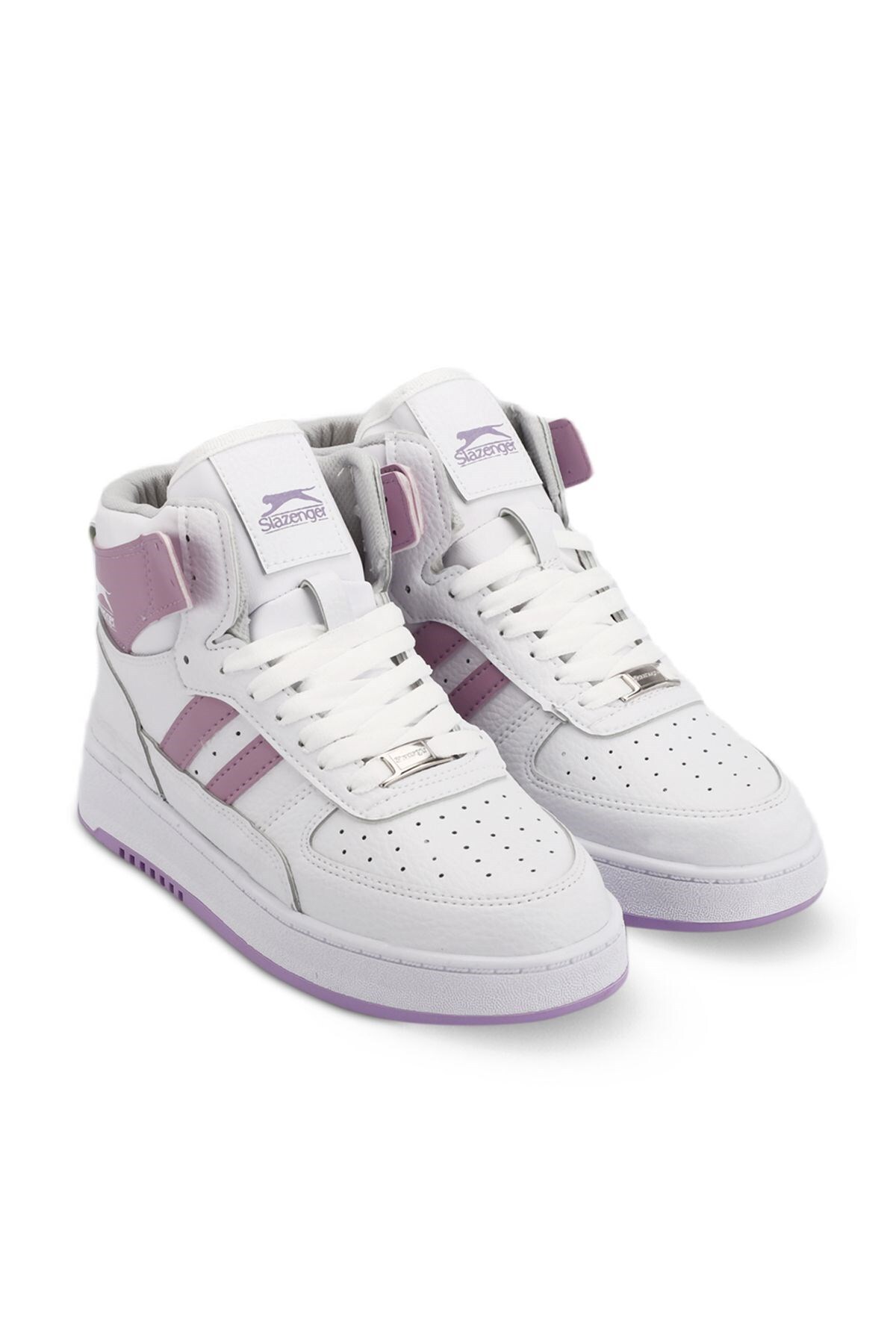 Bilek Boy Bağcıklı Sneaker Kadın Ayakkabı Beyaz / Mor
