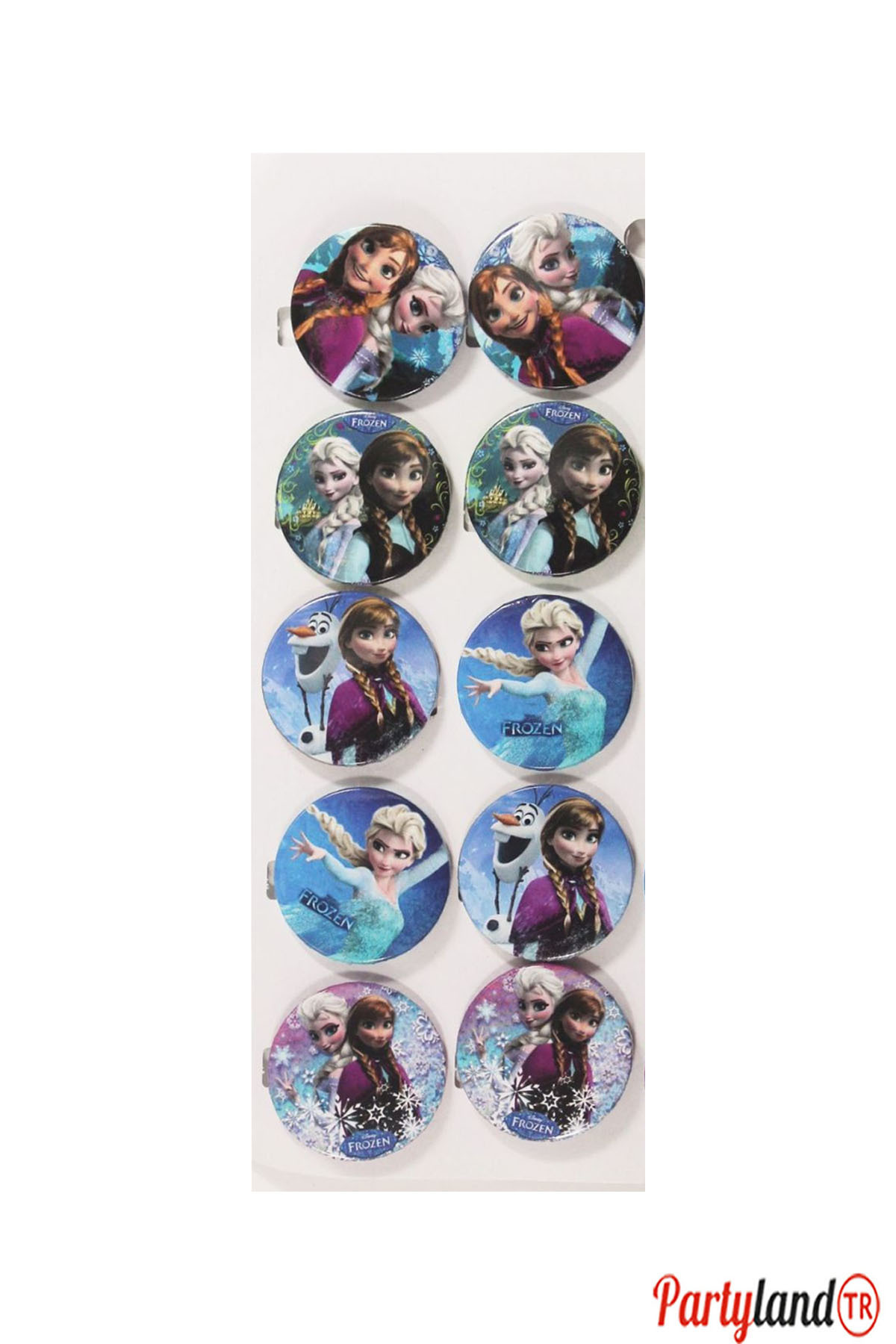 10x Frozen Themed Metal Badges