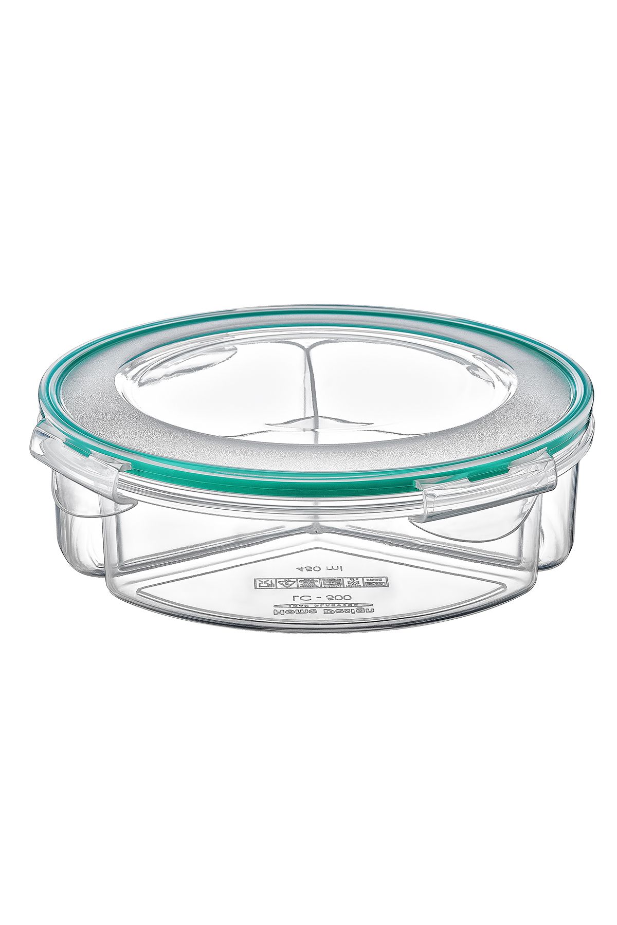 Emofom-Fresh Box 3 Compartment Round Storage Container 1350 ml Airtight Liquid Leak Proof Feeding Container 2