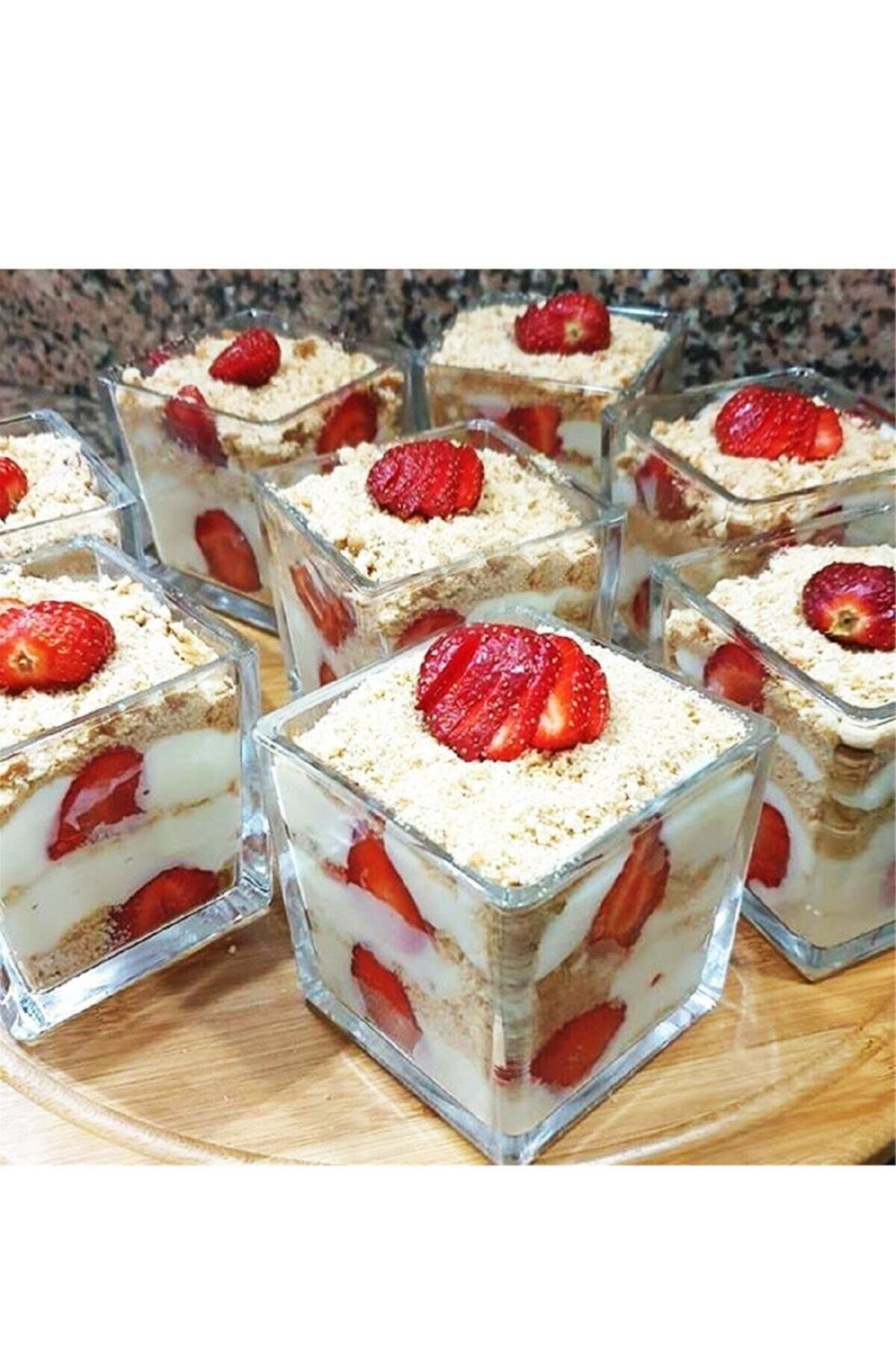 Lilya Home 6 Adet Cam Kare Magnolia Tatlı Ve Dondurmalık Kasesi