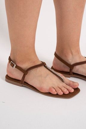 Kadın Kahverengi Parmak Arası Rahat Sandalet PARMAK2021
