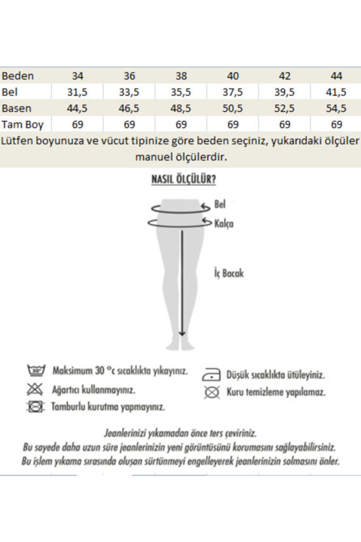 Darkly Jeans  Kadın Mavi Süper Yüksek Bel Dikişsiz Culotte Fit Pantolon - Görsel 6