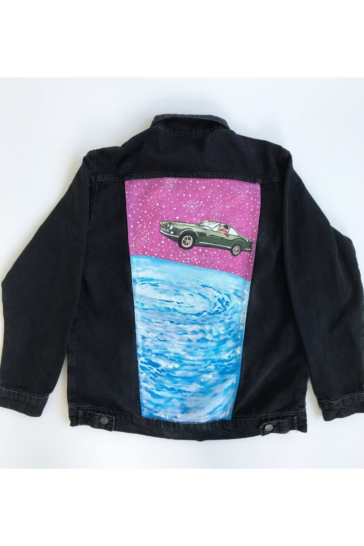 ژاکت جین ماشین پرنده مشکی یونیسکس Hello Stranger