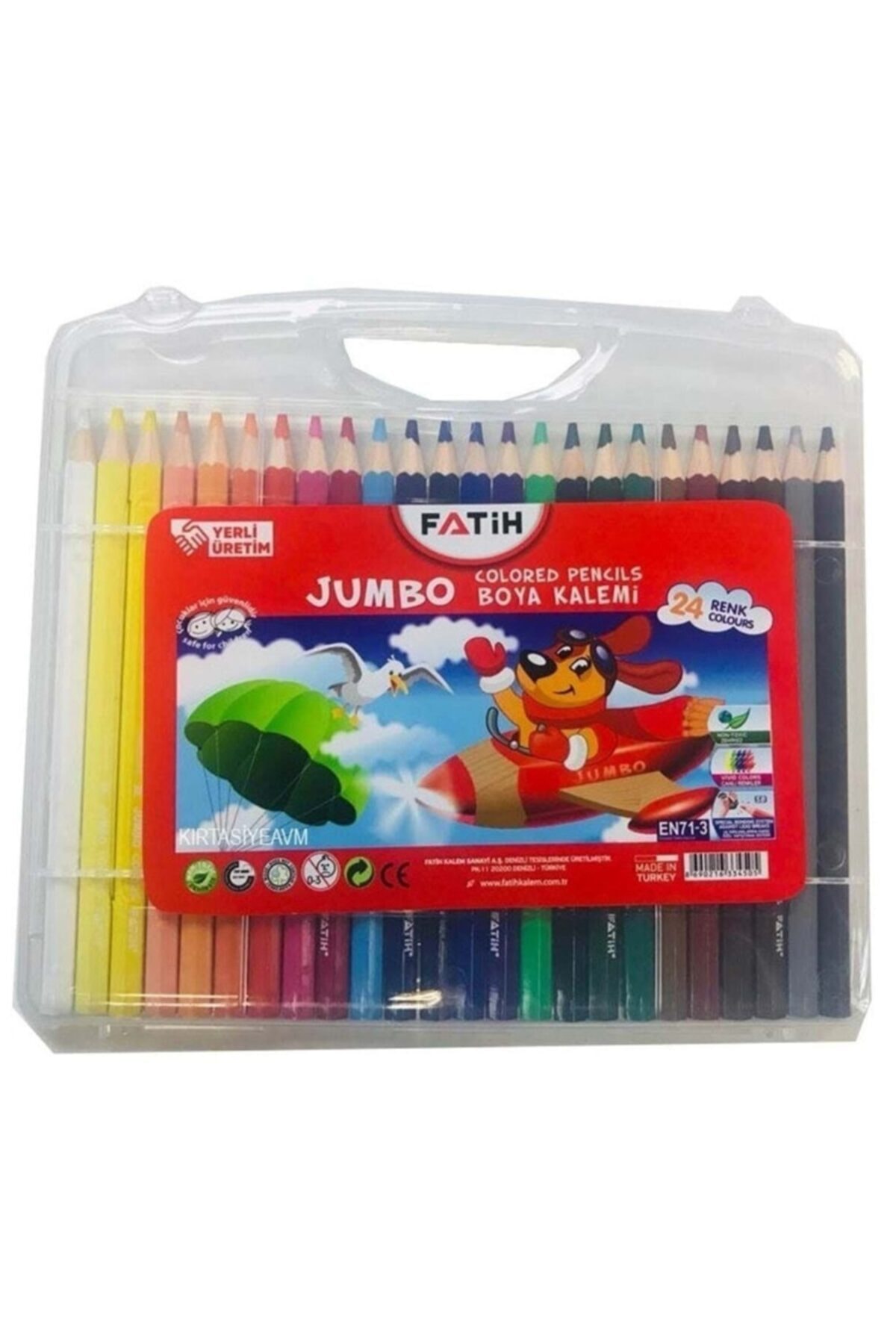 Jumbo Boya Kalemi 24 Renk Tam Boy Çantalı
