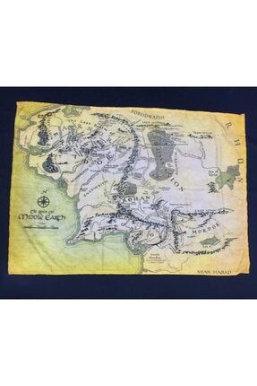 Yüzüklerin Efendisi Orta Dünya Harita Kumaş Poster Duvar Halısı 70x100 Cm jksue22