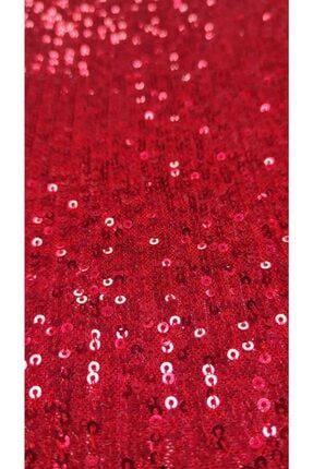 Kırmızı 3mm Sıralı Likralı Payetli Kumaş Brl100087