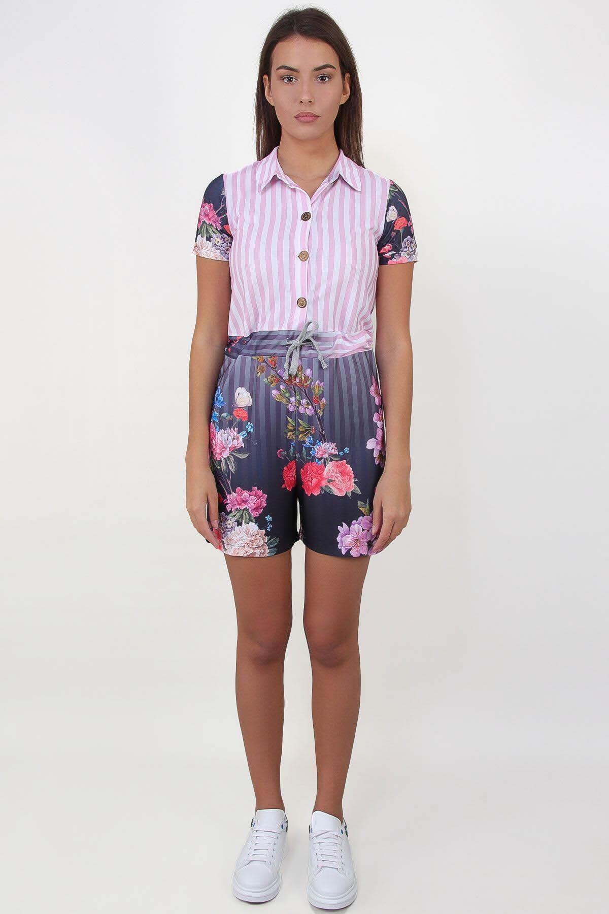 ALEXANDERGARDI Çiçek Desenli Gömlek Yaka Tulum (b19-1510)