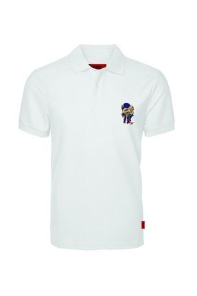 Erkek Beyaz Nakışlı Polo Yaka T-shirt JFTPOLO
