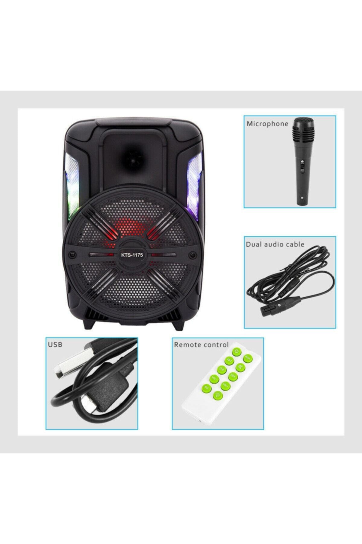 Led Işıklı Mikrofonlu Karaoke Hoparlör Kablosuz Bluetooth Speaker 4