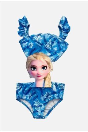 Frozen Elsa Kız Çocuk Mavi Elsa Baskılı Mayokini 173